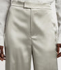 Ivory Satin Wide-Leg Trousers