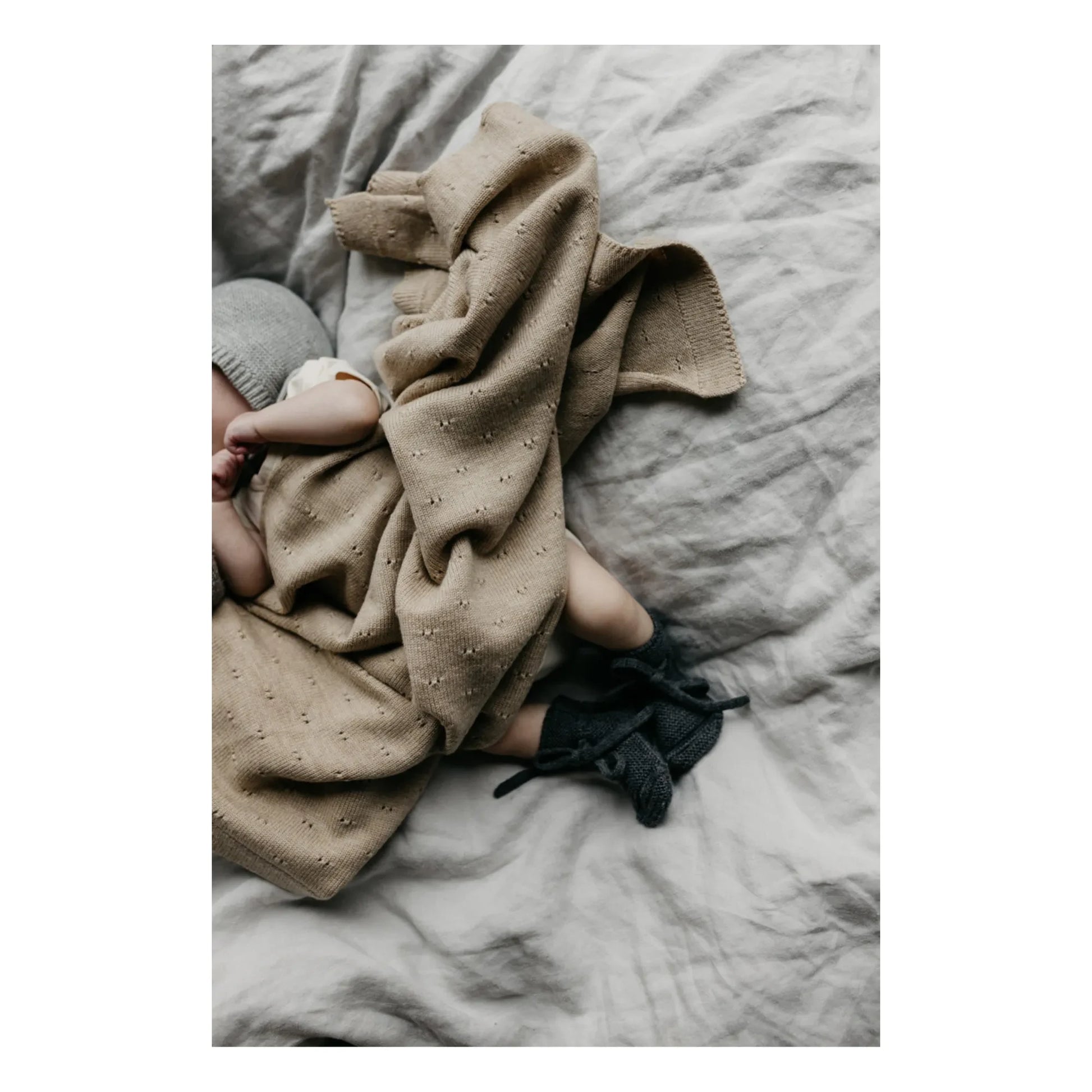 Hvid - Bibi Pointelle Merino Wool Blanket | Beige