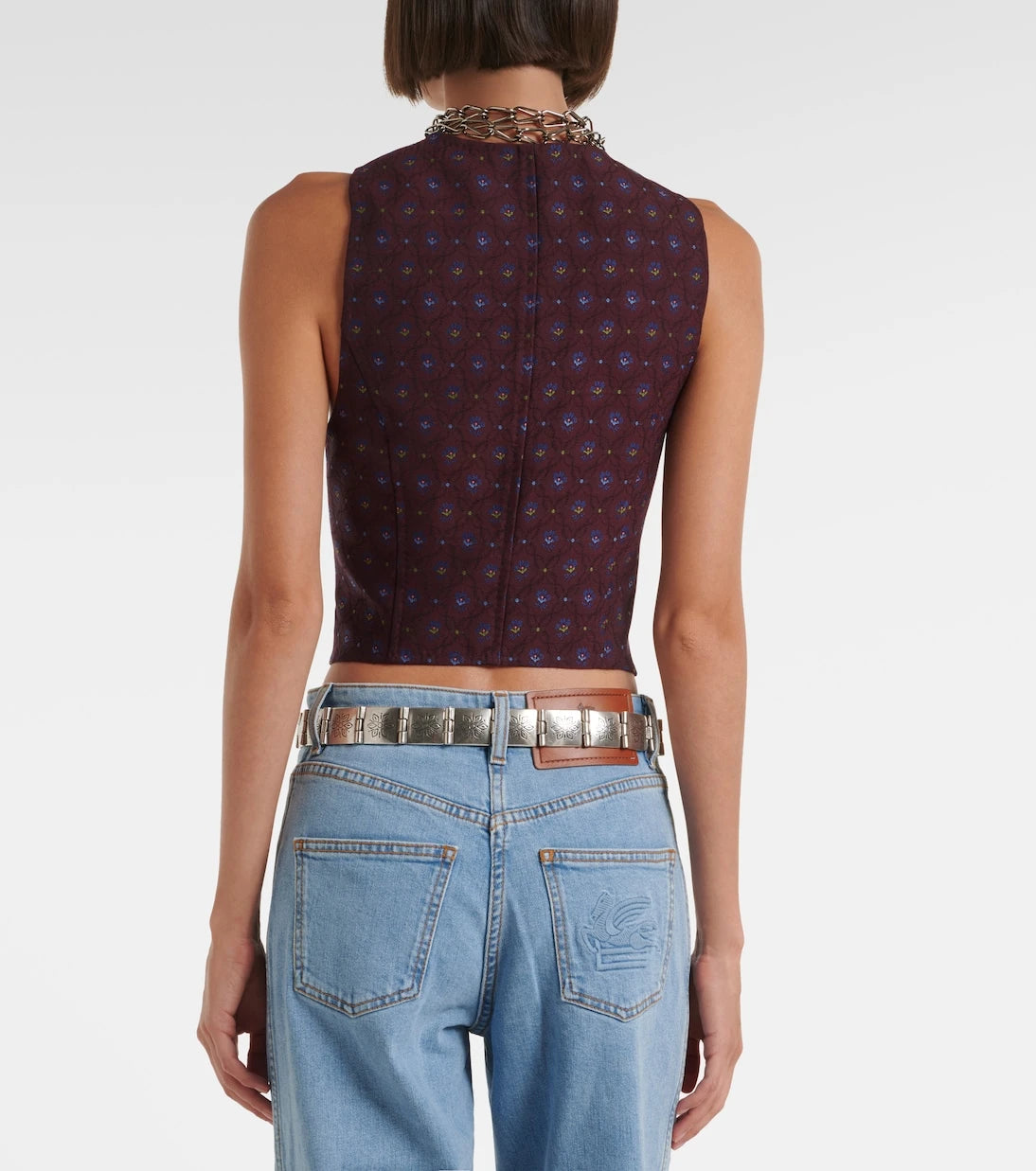 Etro - Floral wool and cotton jacquard vest