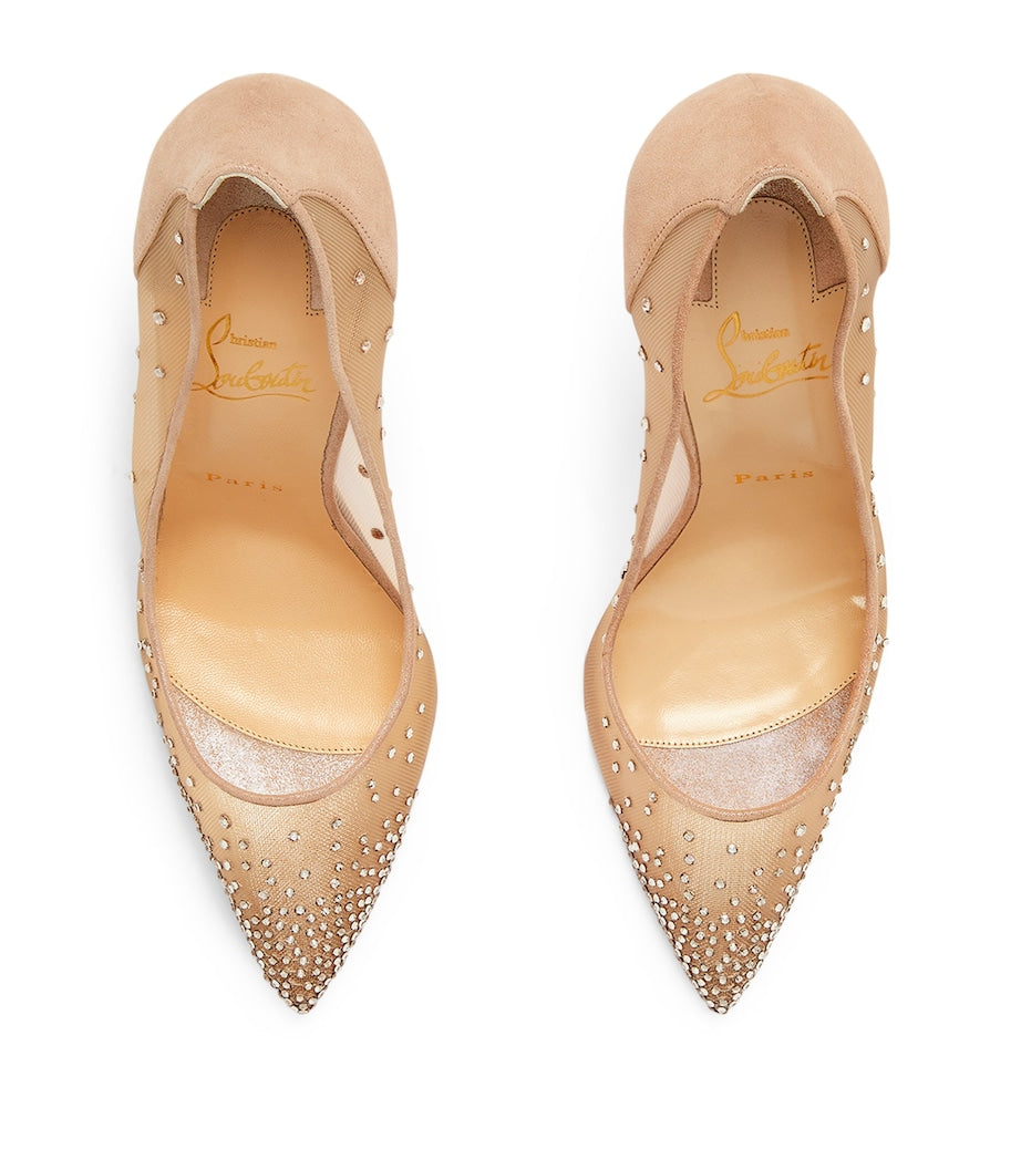 Beige Follies Strass Suede Pumps 100