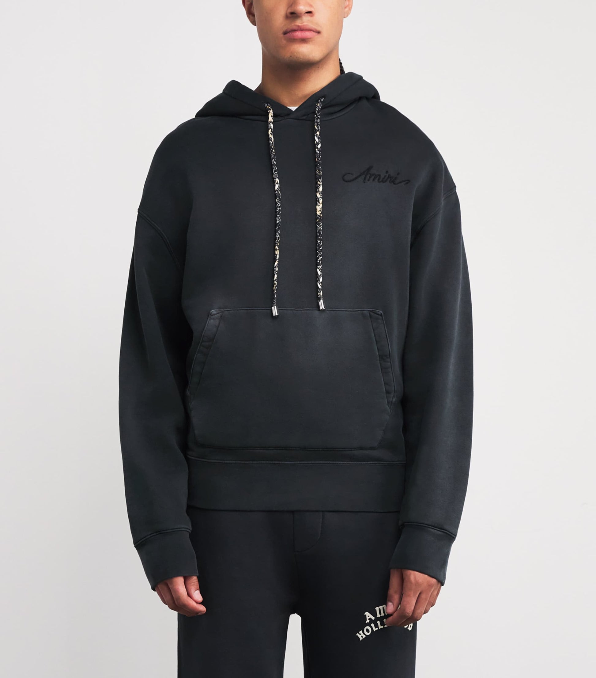 AMIRI Black Cotton Bleach Bandana Hoodie