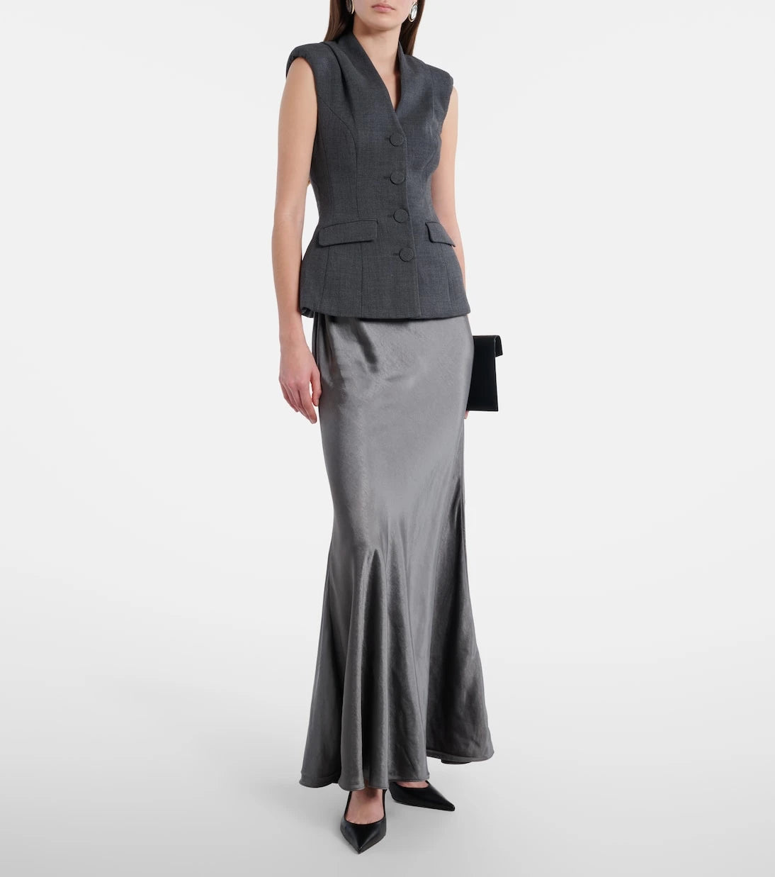 Self-Portrait - Peplum satin gown