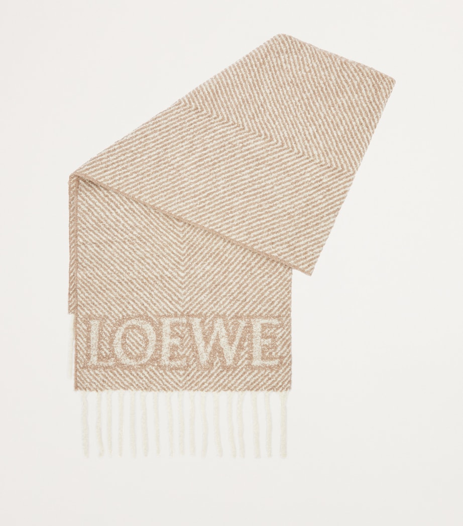 LOEWE Beige Alpaca-Blend Logo Scarf