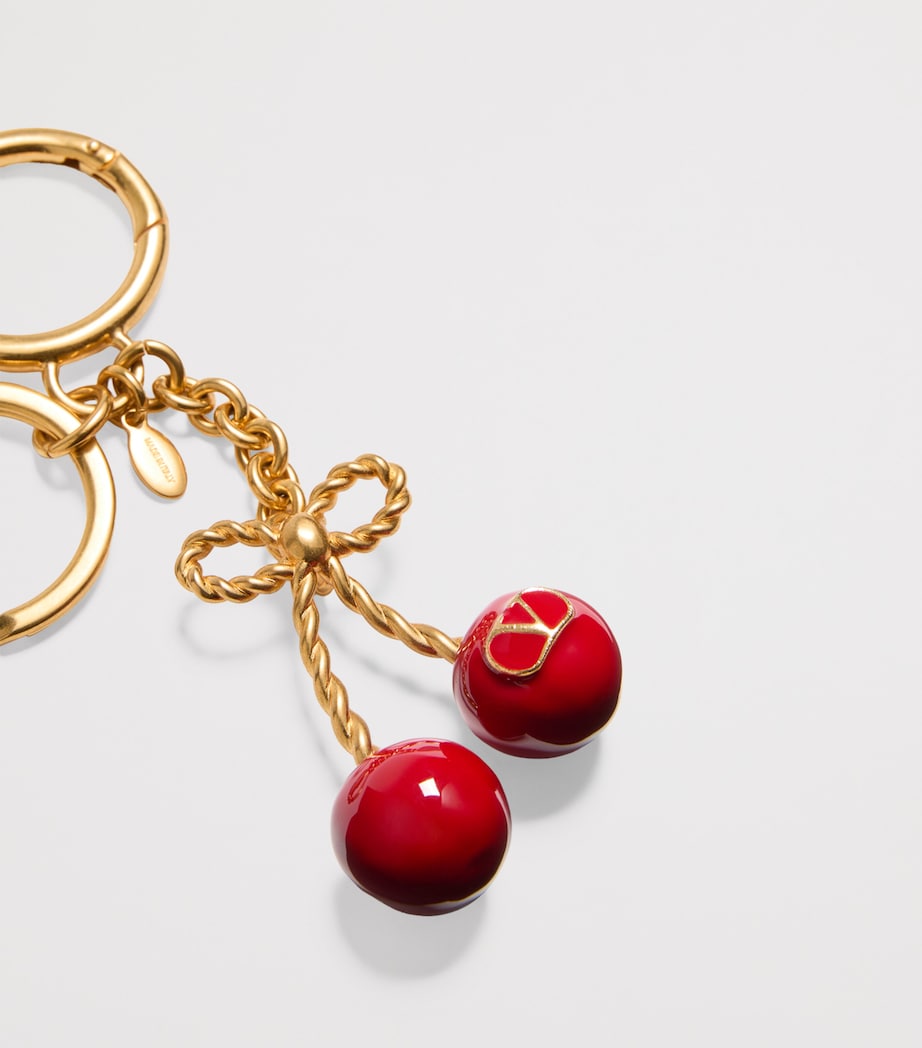 Valentino Garavani Gold VLogo Cherry Keychain