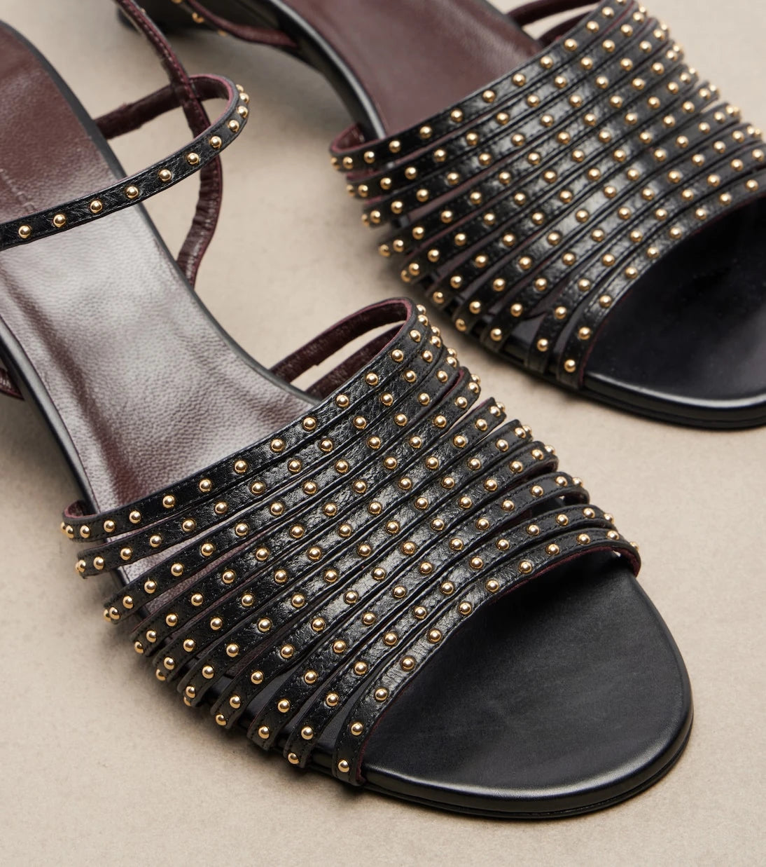 Khaite - Drew studded leather wedge sandals