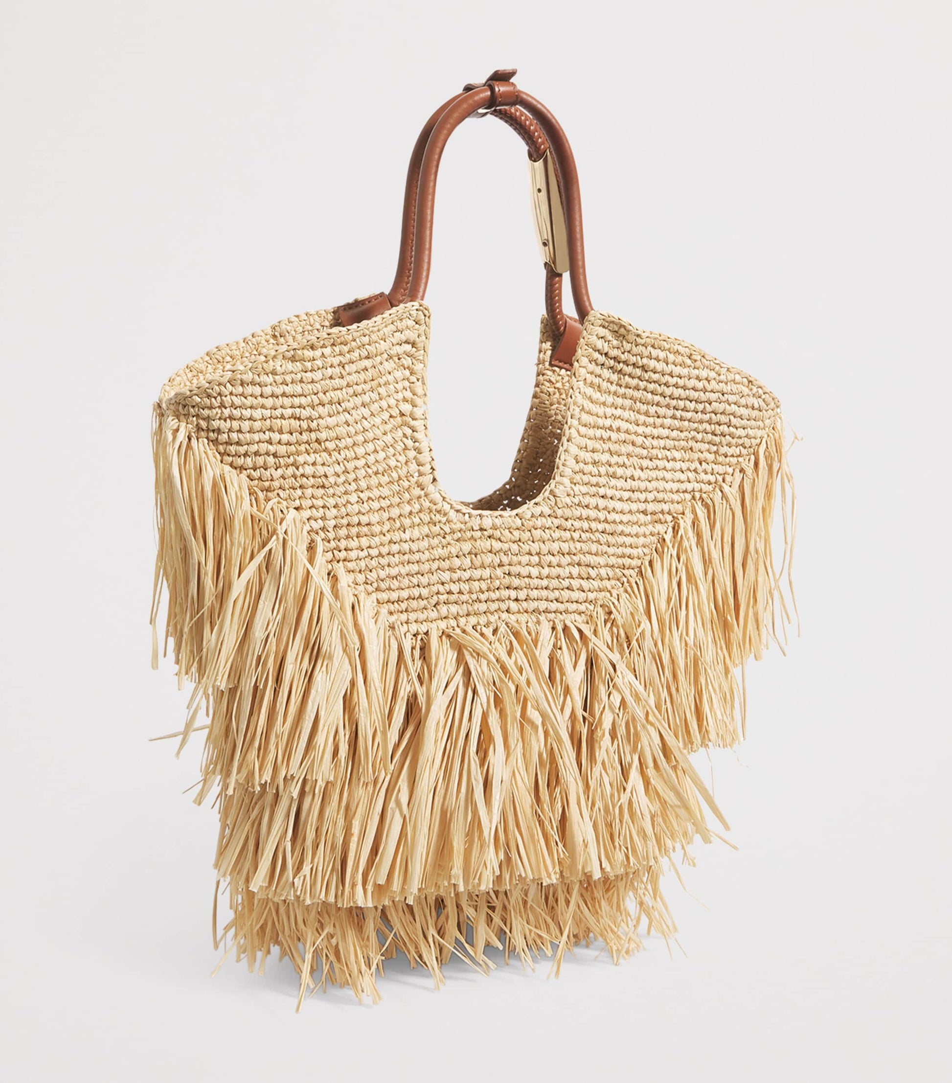 Zimmermann Beige Small Raffia Fringe Tote Bag