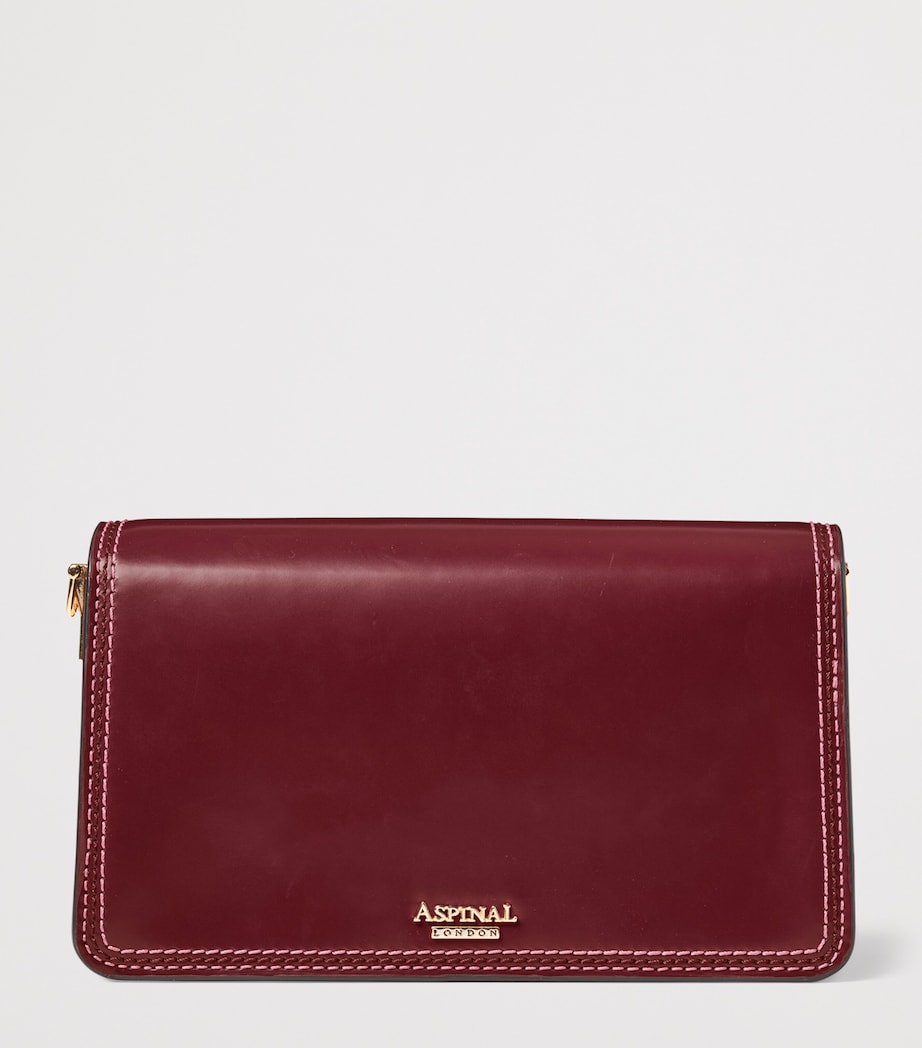Aspinal Of London Burgundy Leather Eliza Clutch Bag