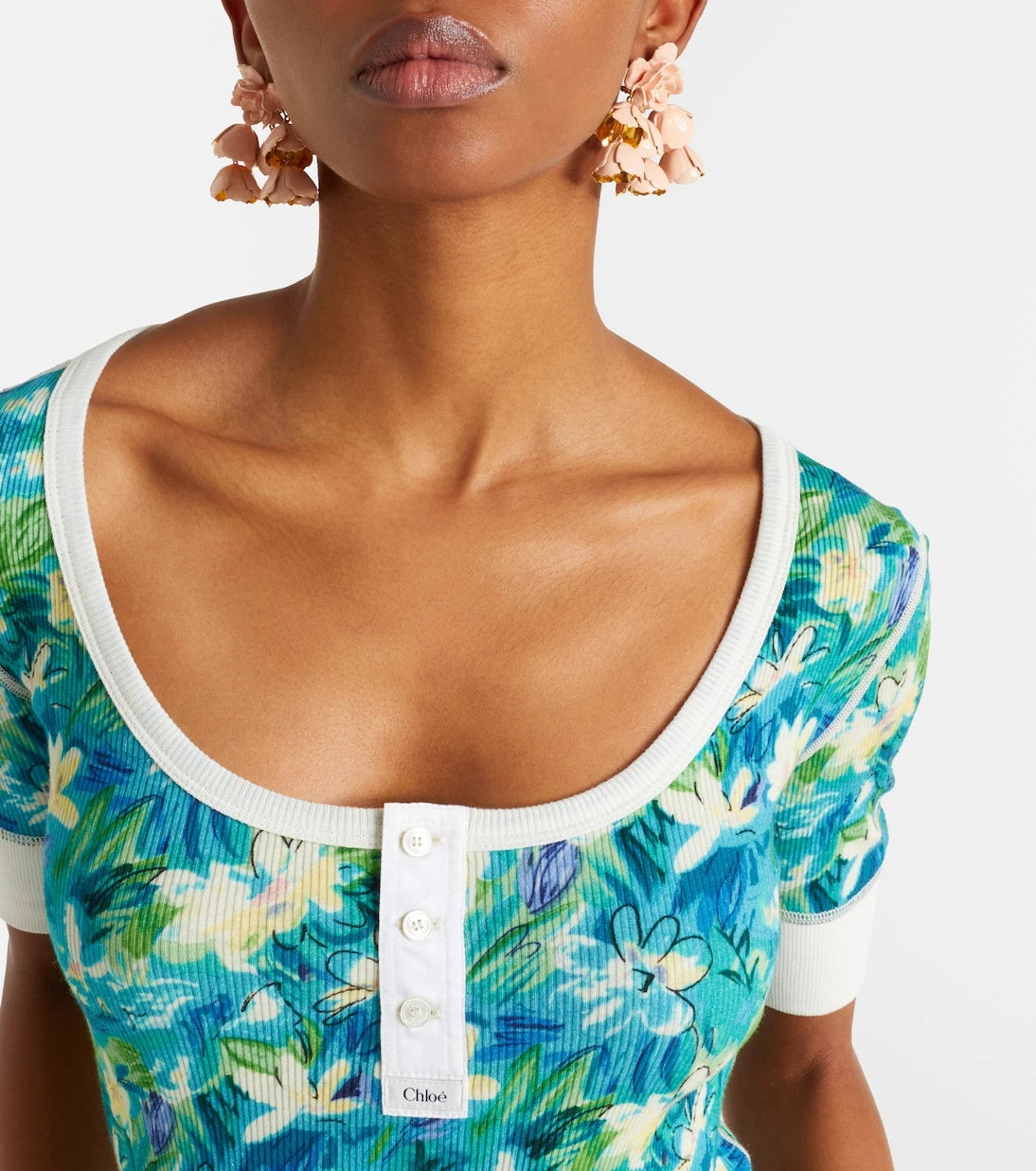 Chloé - Flower Cloud enamel drop earrings