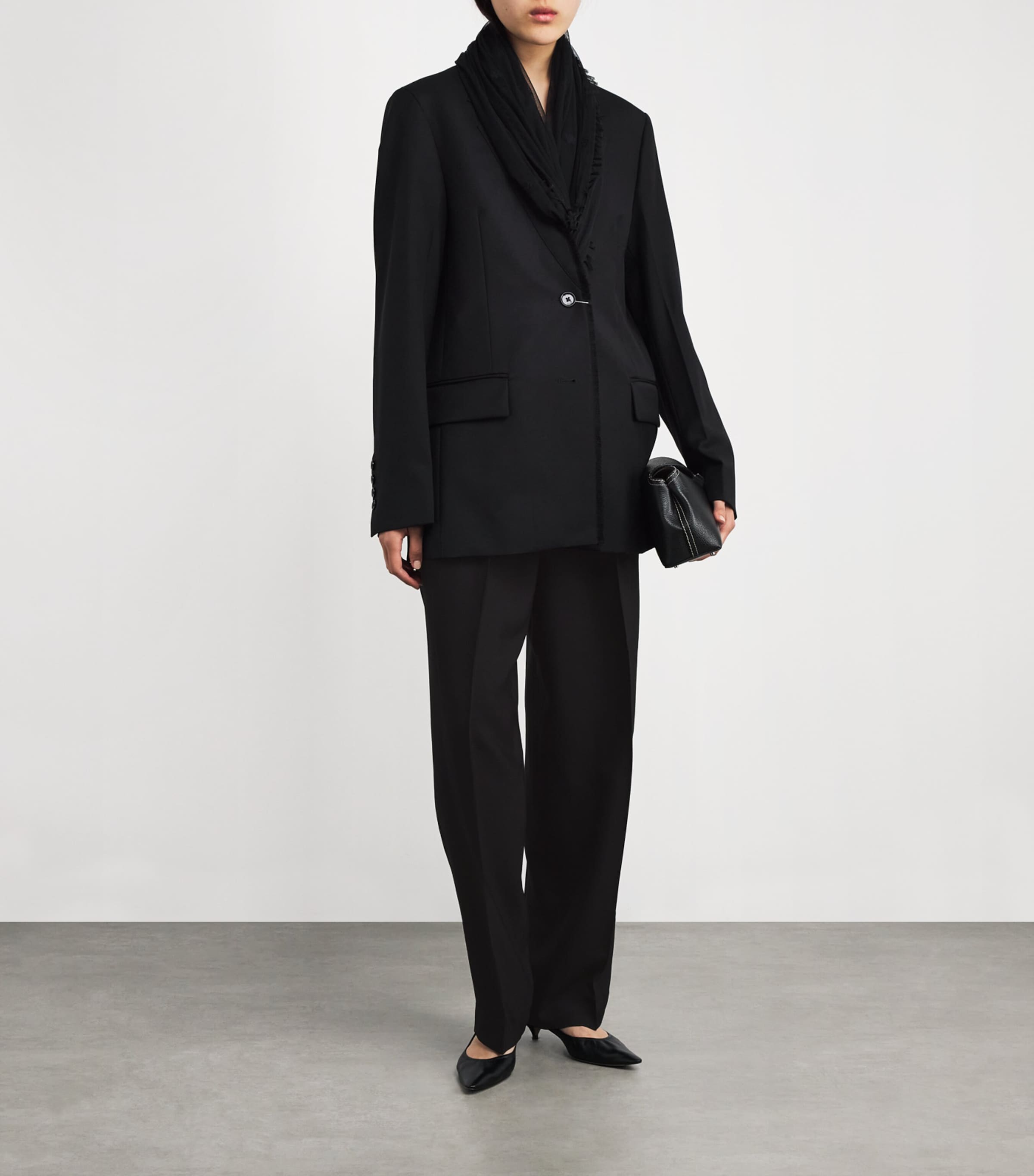 Toteme Black Double-Pleat Straight Trousers