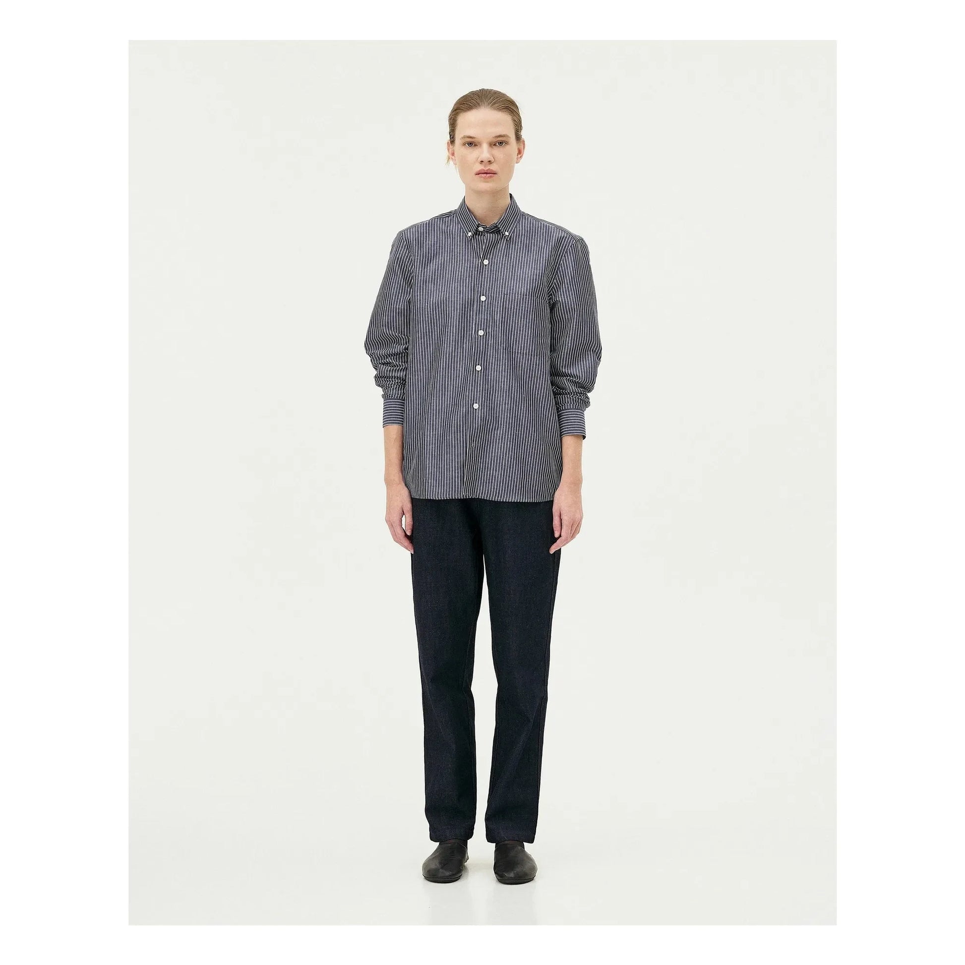 Noyoco - Curtis shirt Fine stripes Recycled cotton | Blue