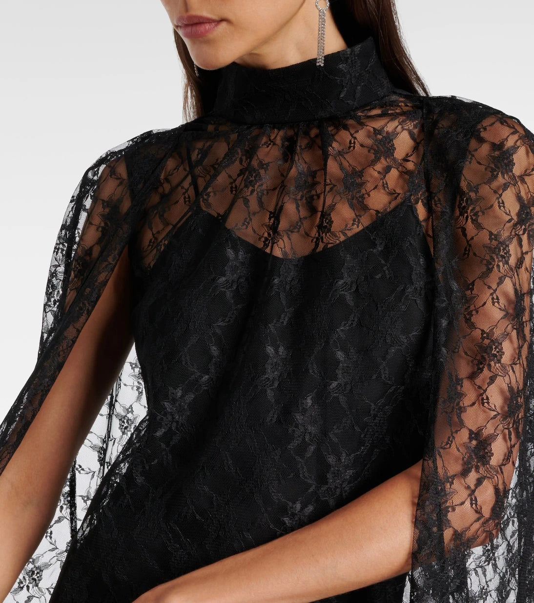 Rodarte - Caped floral lace minidress