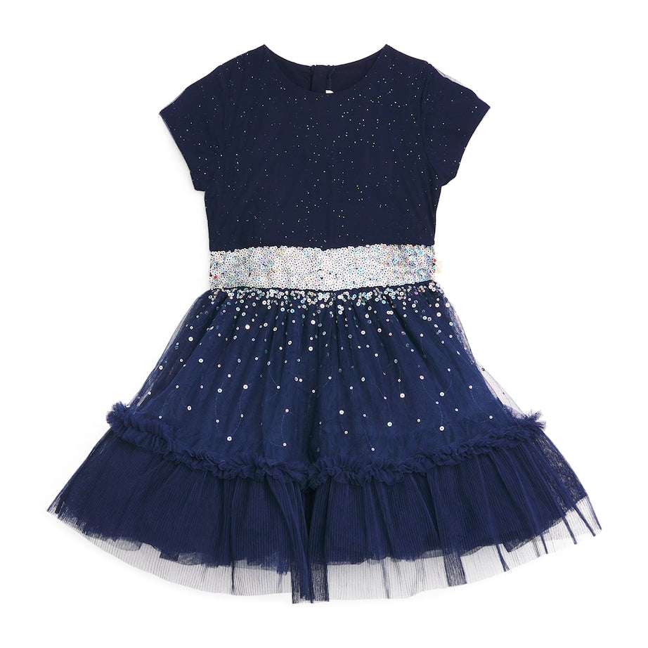 Billieblush Navy Sequin Tulle Dress (8-12 Years)