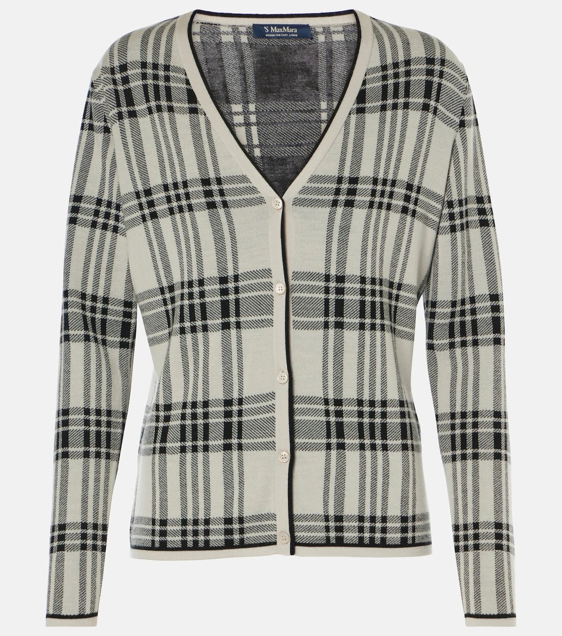 'S Max Mara - كارديجان جيارا من الصوف الكاروهات