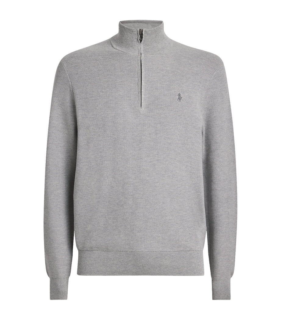 Polo Ralph Lauren Grey Cotton Half-Zip Sweater