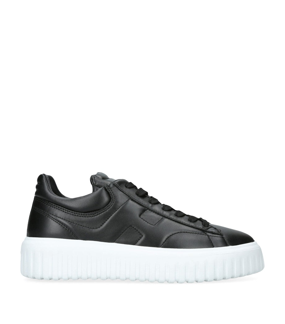 Leather H-Stripes Tread Sneakers BLK/WHITE