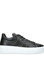 Leather H-Stripes Tread Sneakers BLK/WHITE