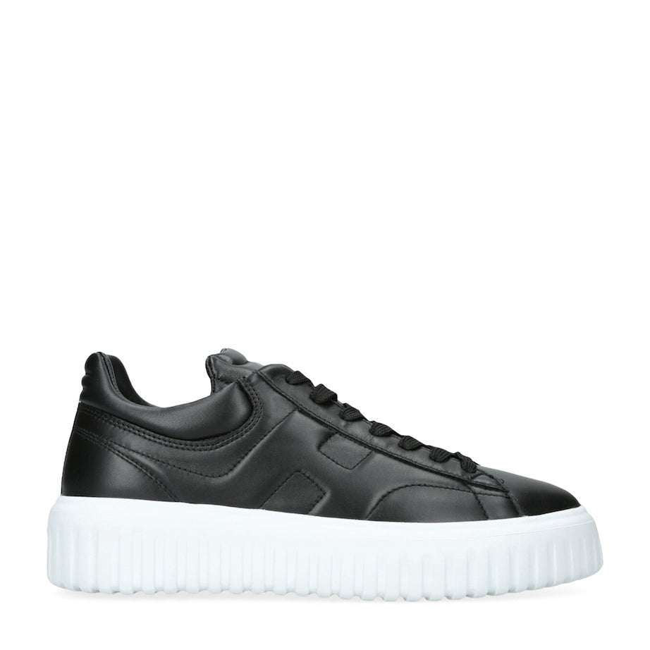 Leather H-Stripes Tread Sneakers BLK/WHITE