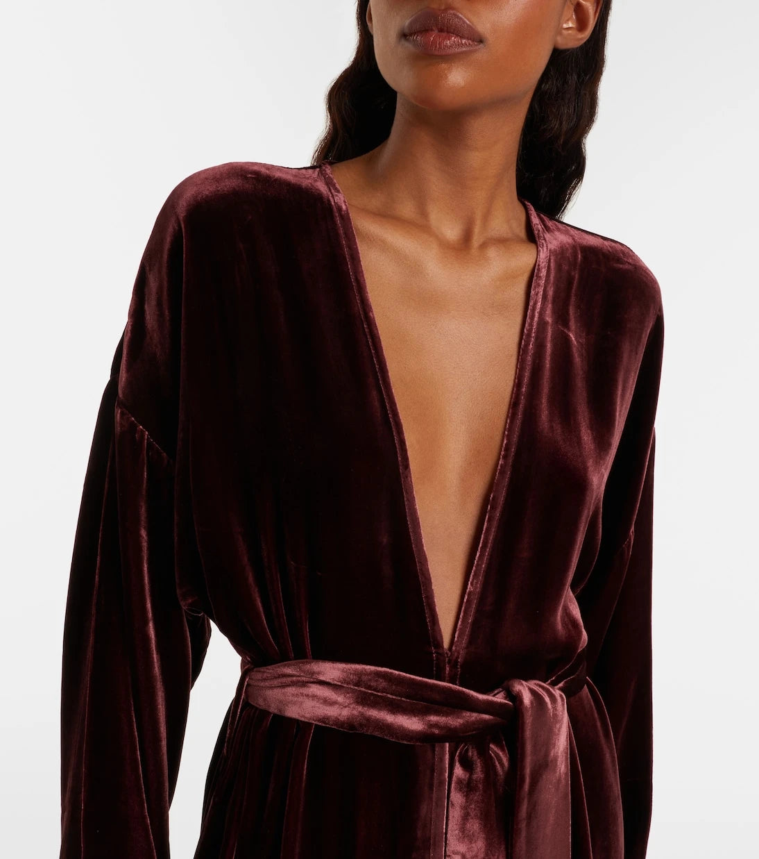 Asceno - Belted velvet midi dress