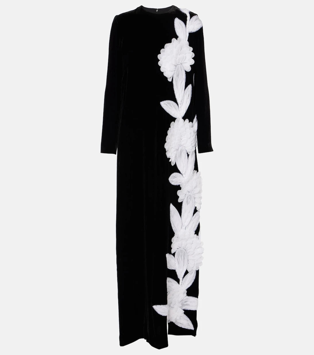 Costarellos - Floral appliqué crêpe gown