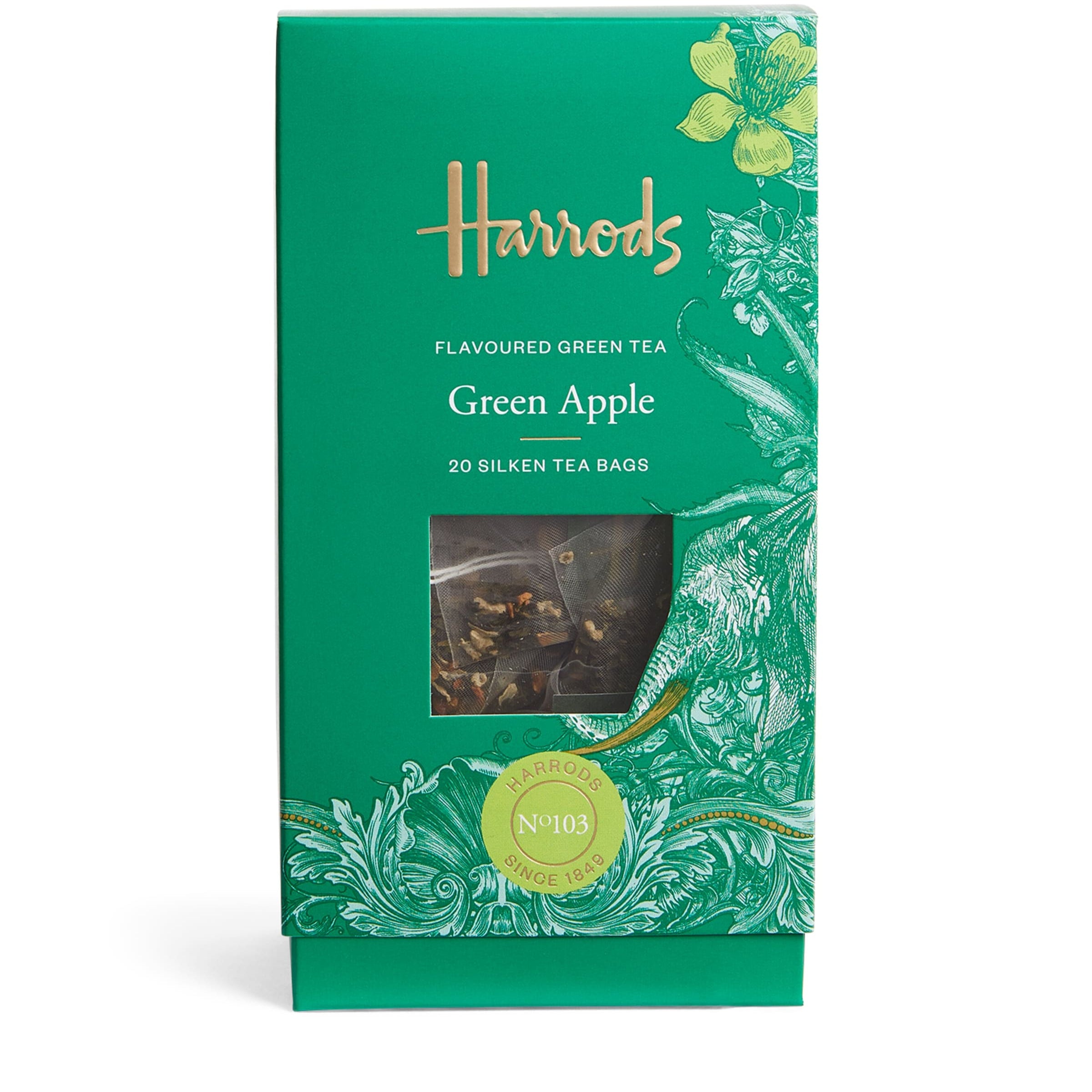 Harrods No.103 Green Apple Flavoured Green Tea (20 Silken Tea Bags)