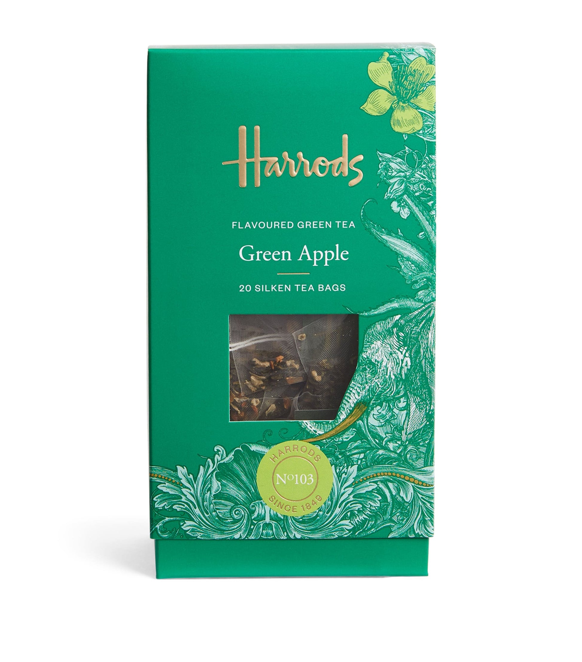 Harrods No.103 Green Apple Flavoured Green Tea (20 Silken Tea Bags)