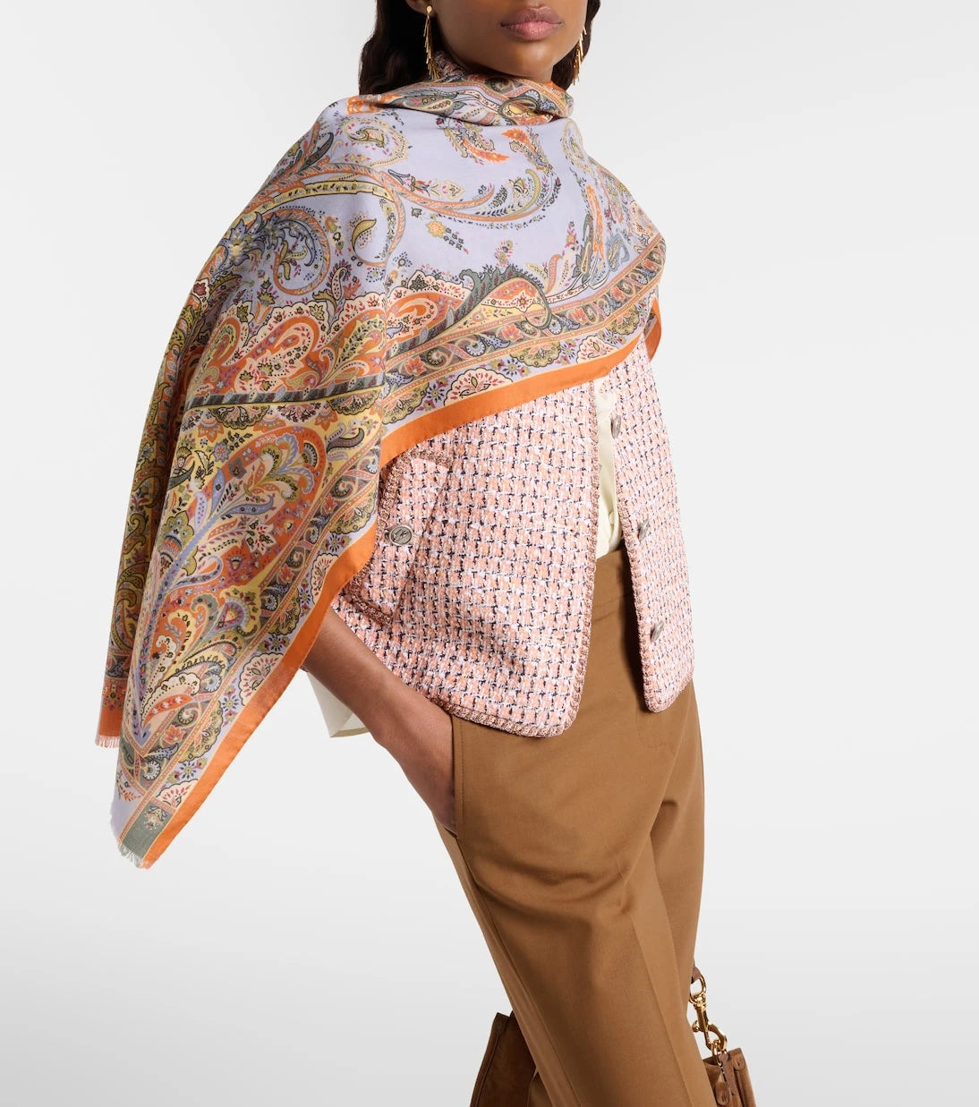 Etro - Çiçek desenli yün ve ipek eşarp