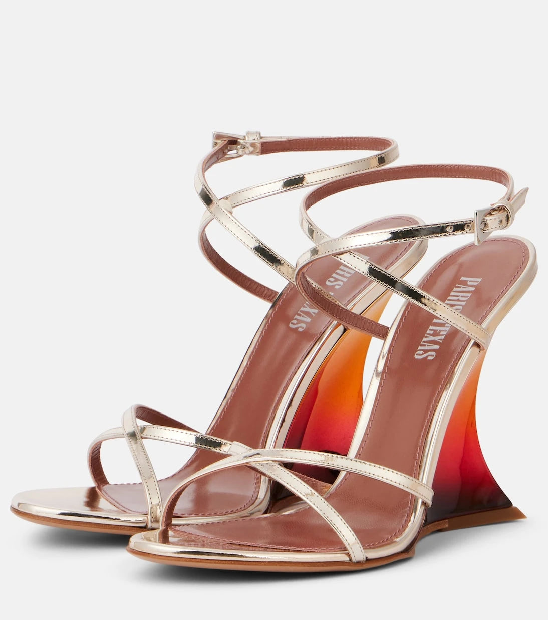 Paris Texas - Nina 105 mirrored leather wedge sandals