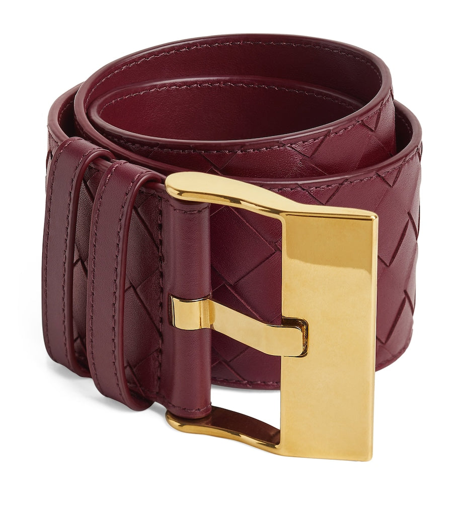 Red Large Calfskin Intrecciato Watch Belt