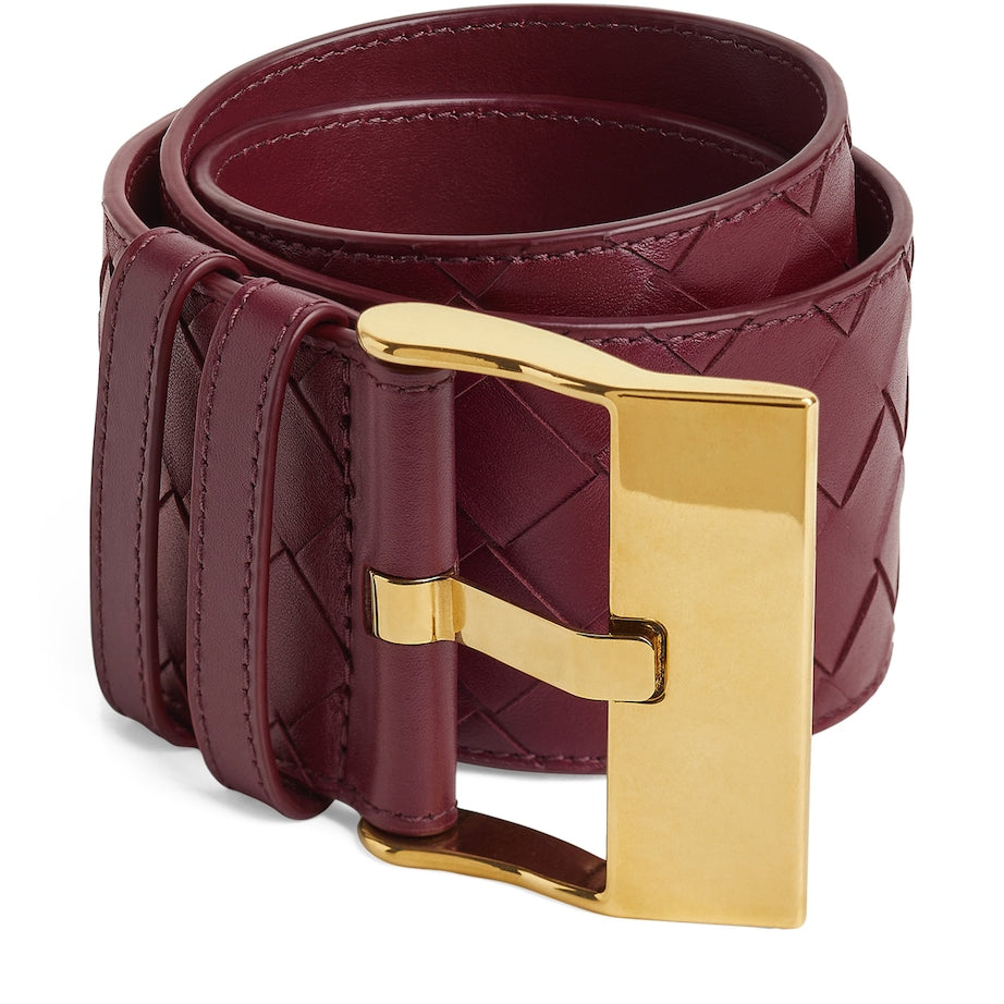 Red Large Calfskin Intrecciato Watch Belt