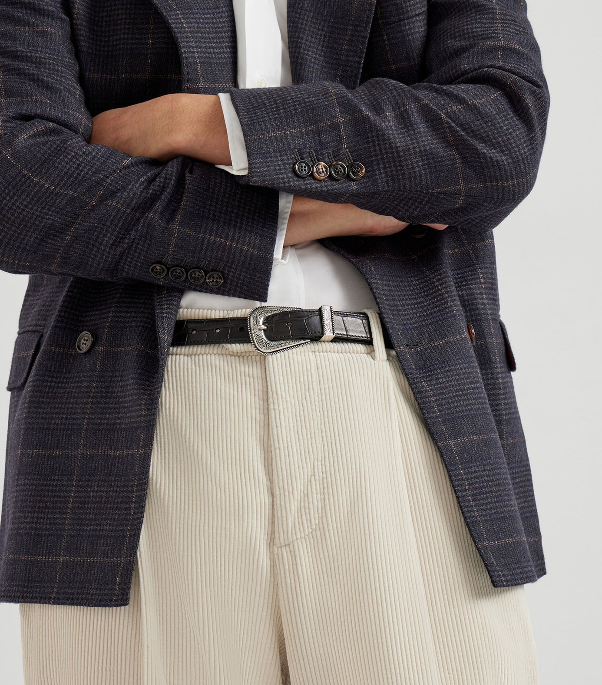 Cotton Corduroy Pleated Trousers