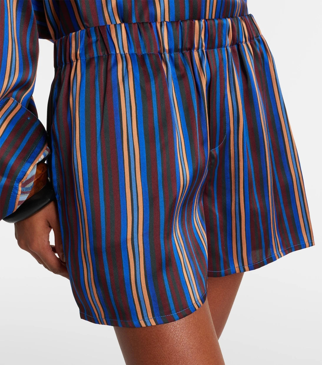 Asceno - Franca striped silk charmeuse pajama shorts
