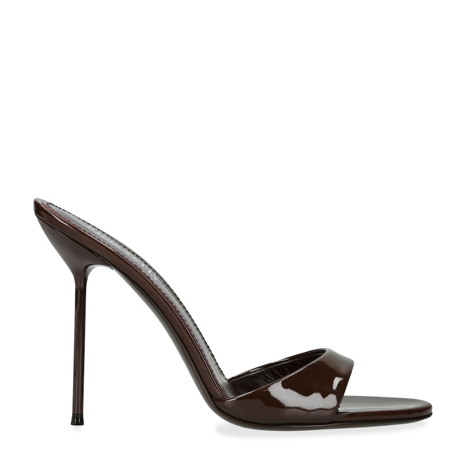 Brown Patent Leather Lidia Mules 105