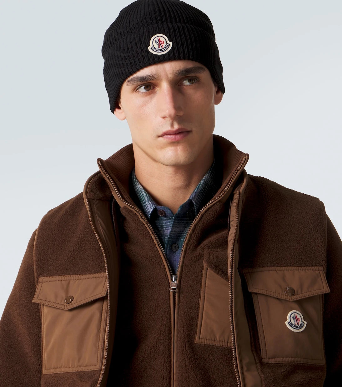 Moncler - قبعة بيني من القطن المحبوك والمضلع طراز Archivio