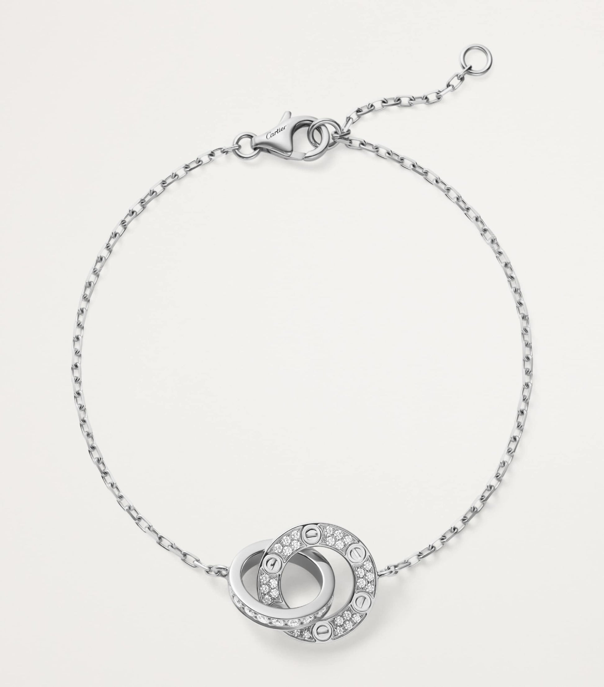 White Gold and Diamond LOVE Chain Bracelet