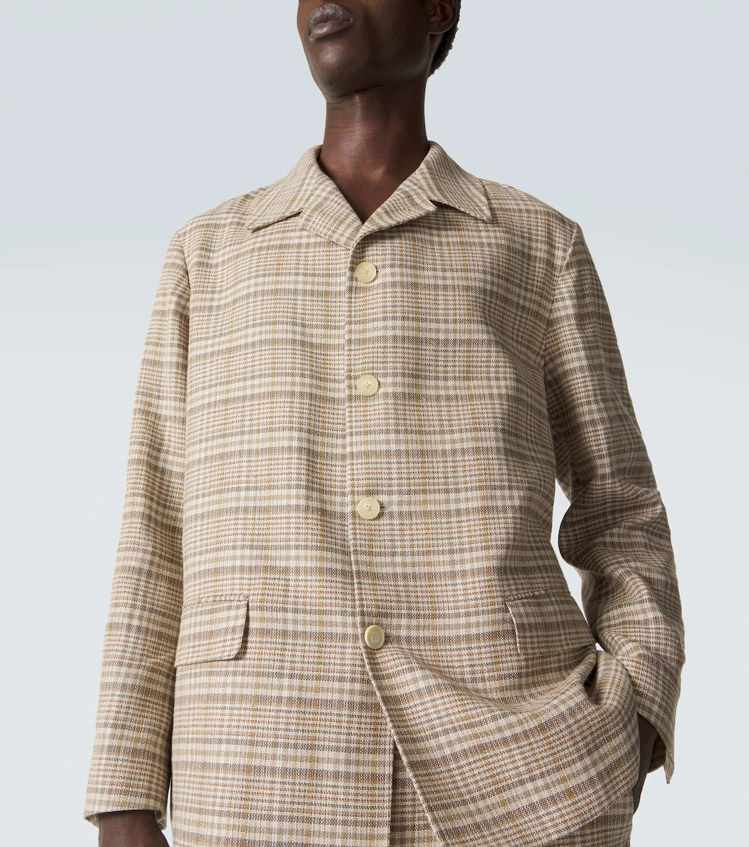 Auralee - Checked silk and linen tweed jacket
