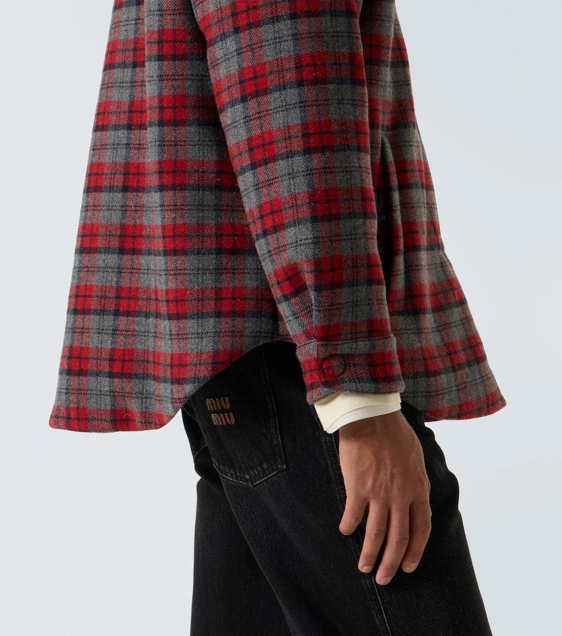 Miu Miu - Plaid virgin wool down overshirt