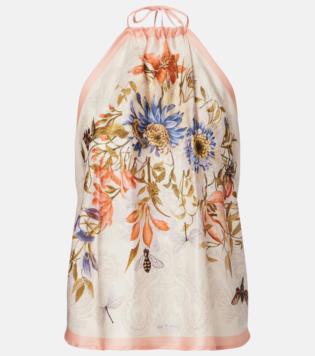 Etro - Floral halterneck open-back silk top