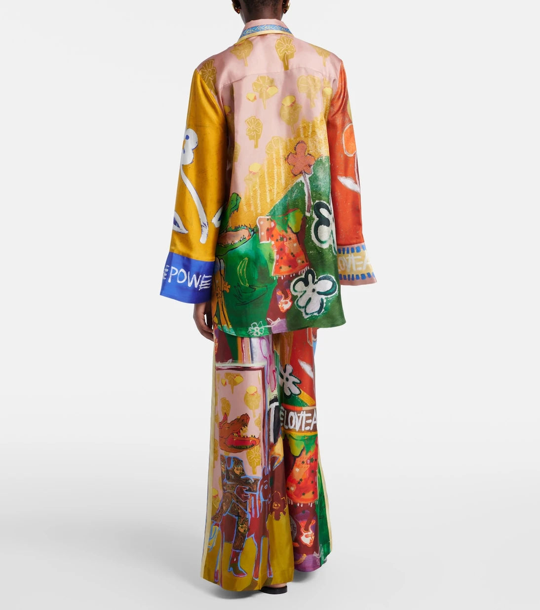Alémais - x MLAK printed silk twill wide-leg pants