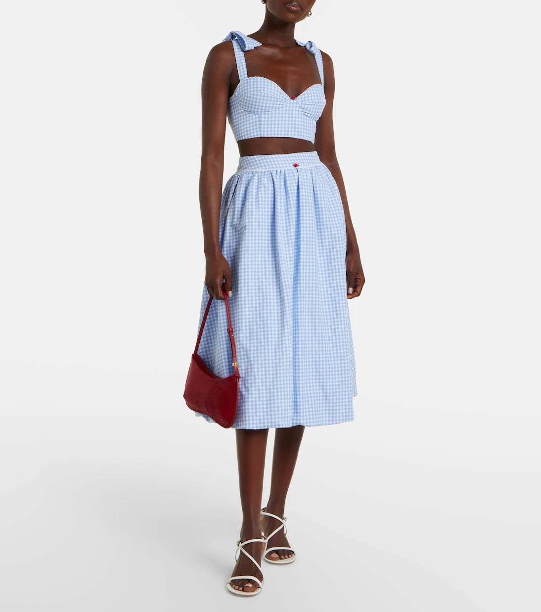 Bananhot - Alba gingham cotton poplin midi skirt