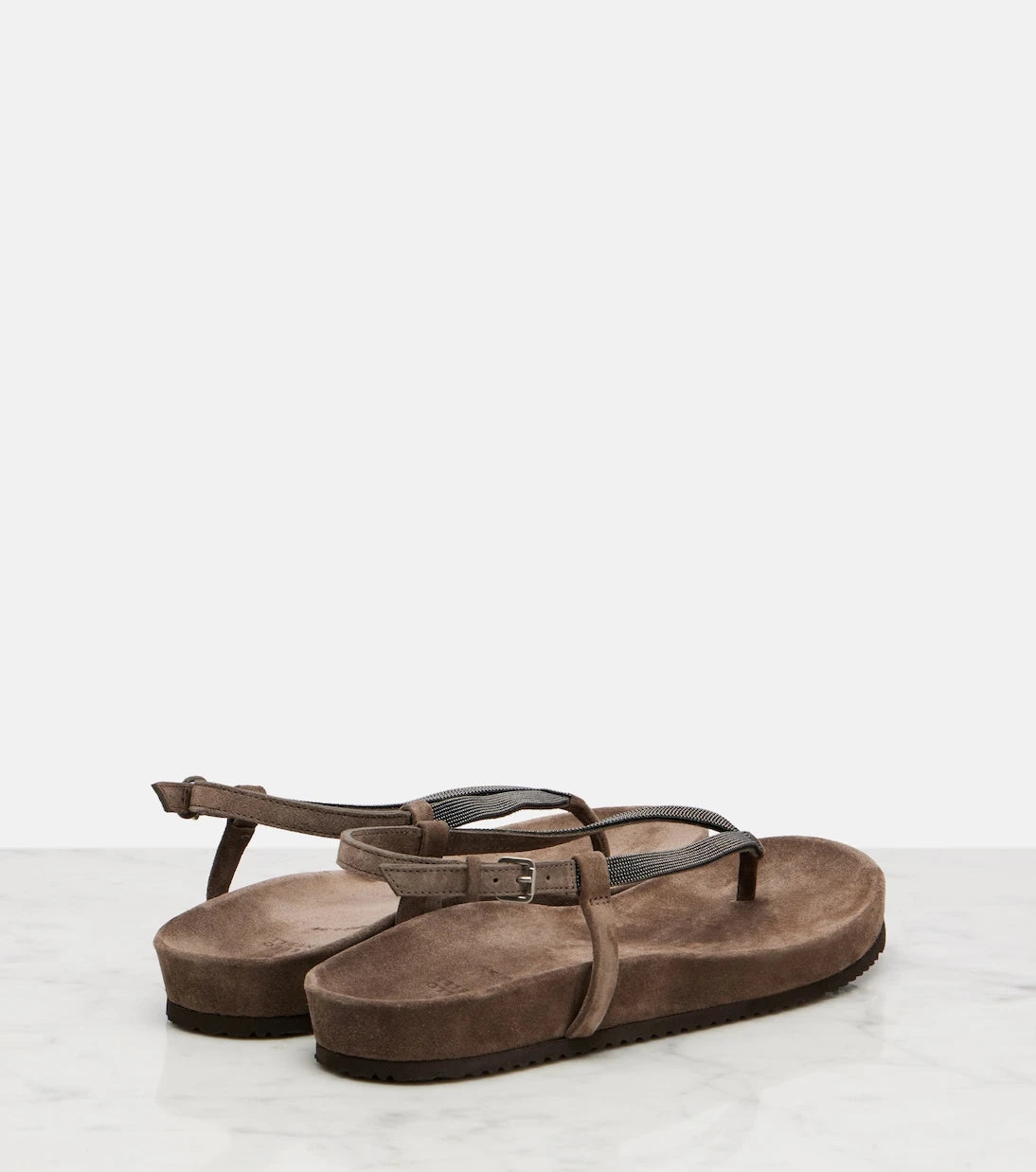 Brunello Cucinelli - Monili suede thong sandals