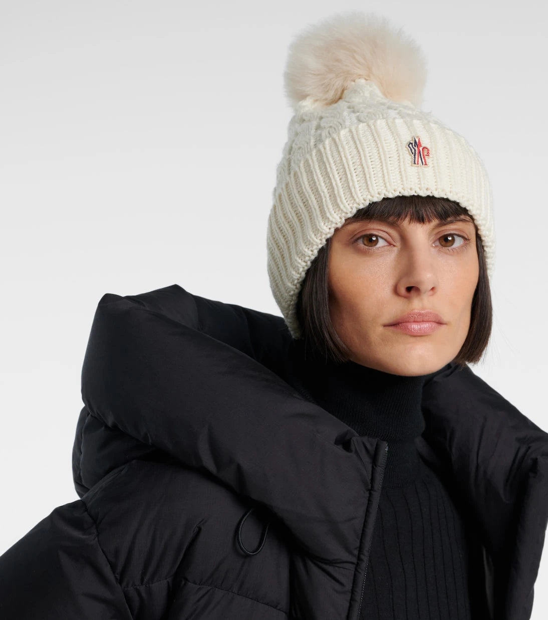Moncler - Logo shearling-trimmed virgin wool beanie