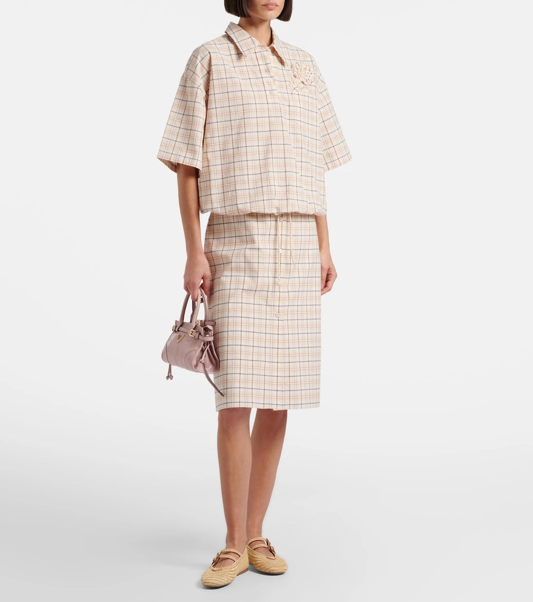 Prada - Crochet leather-trimmed Mary Jane flats