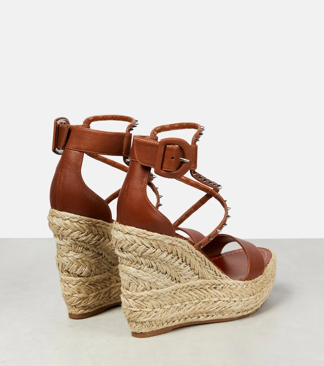 Christian Louboutin - Chocazeppa leather wedge espadrilles