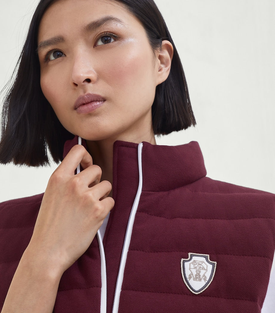 Brunello Cucinelli Red Techno Cotton Piqué Padded Gilet