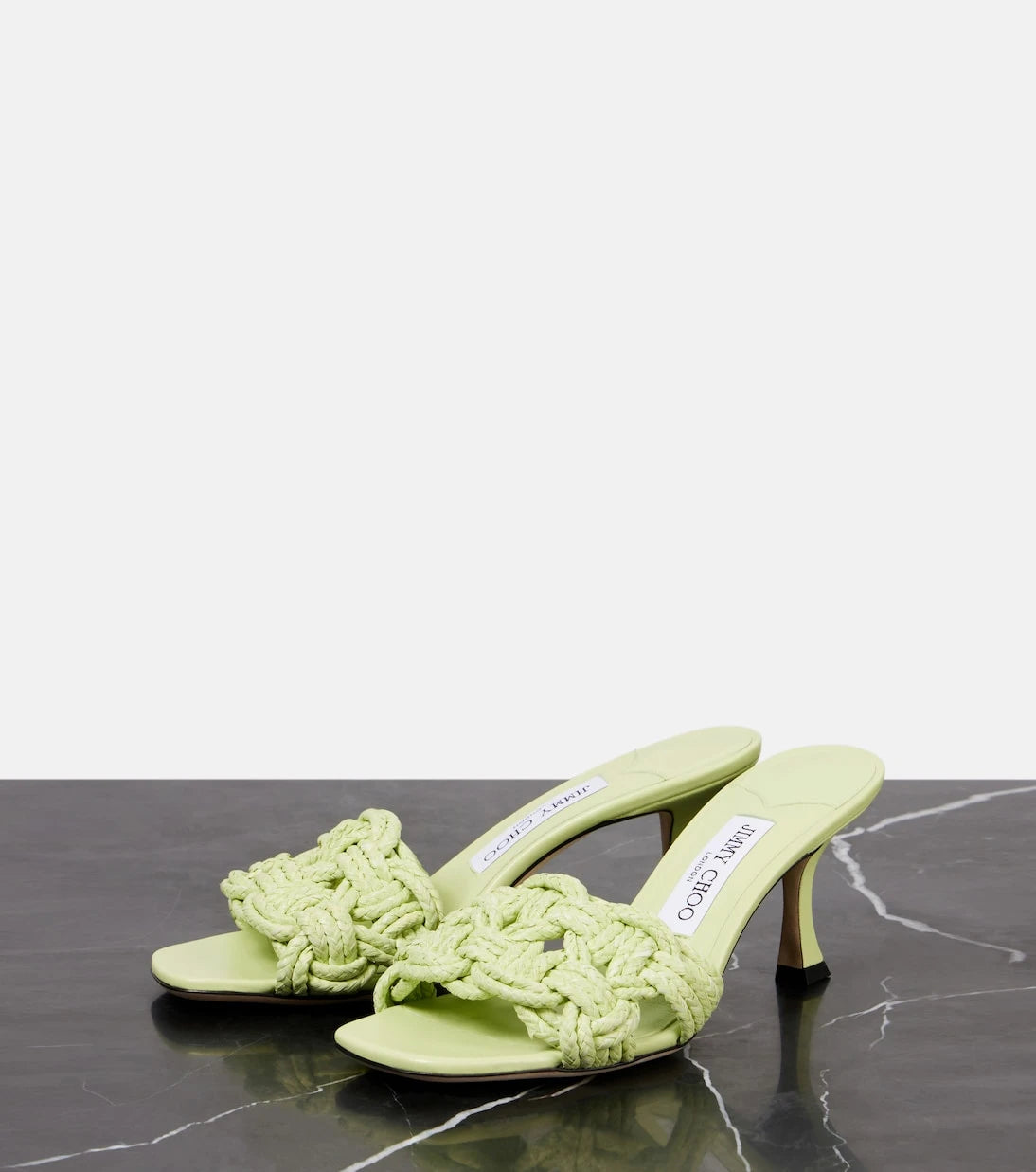 Jimmy Choo - Chara 70 woven raffia mules