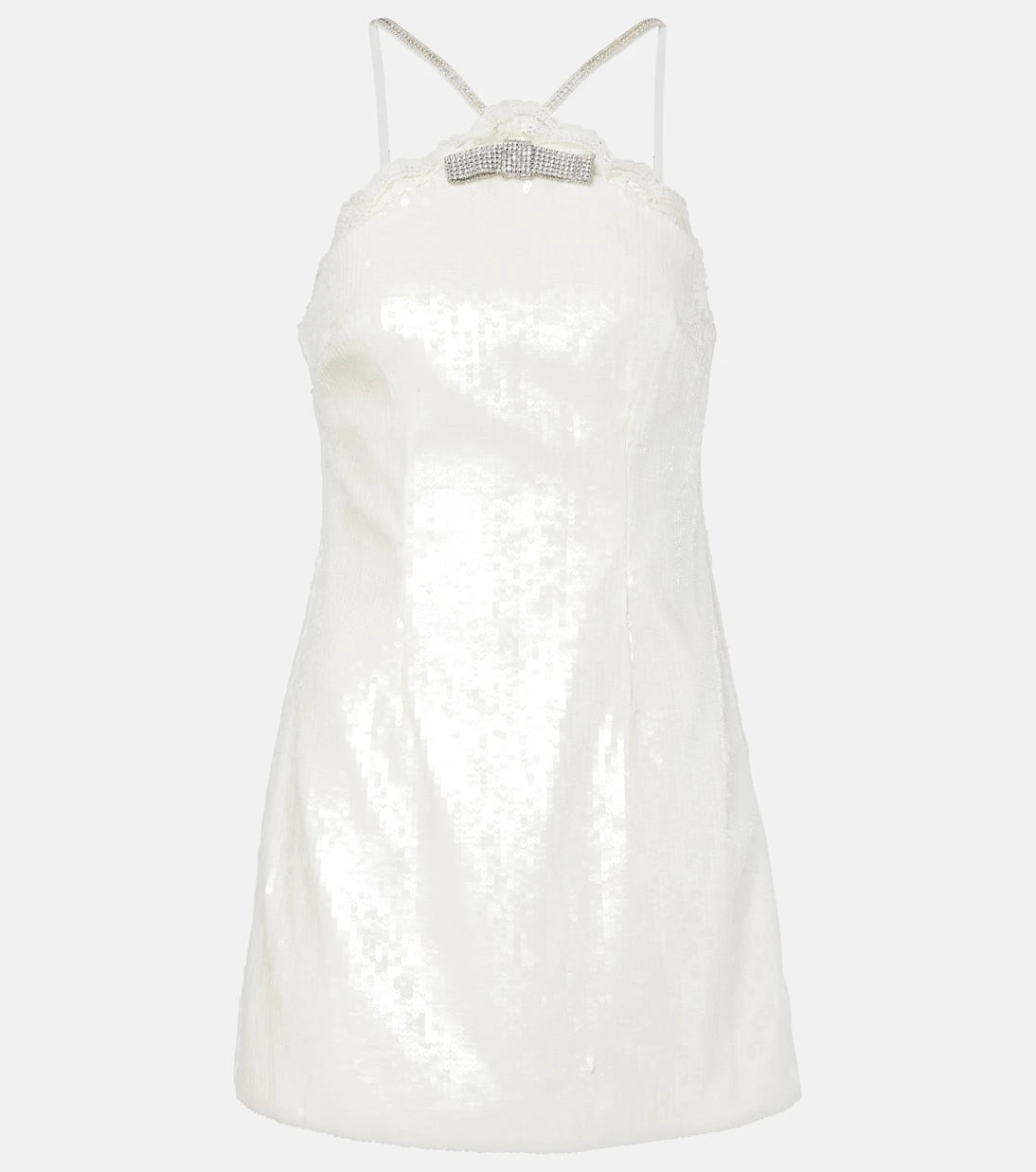 Self-Portrait - Bow-detail sequined minidress