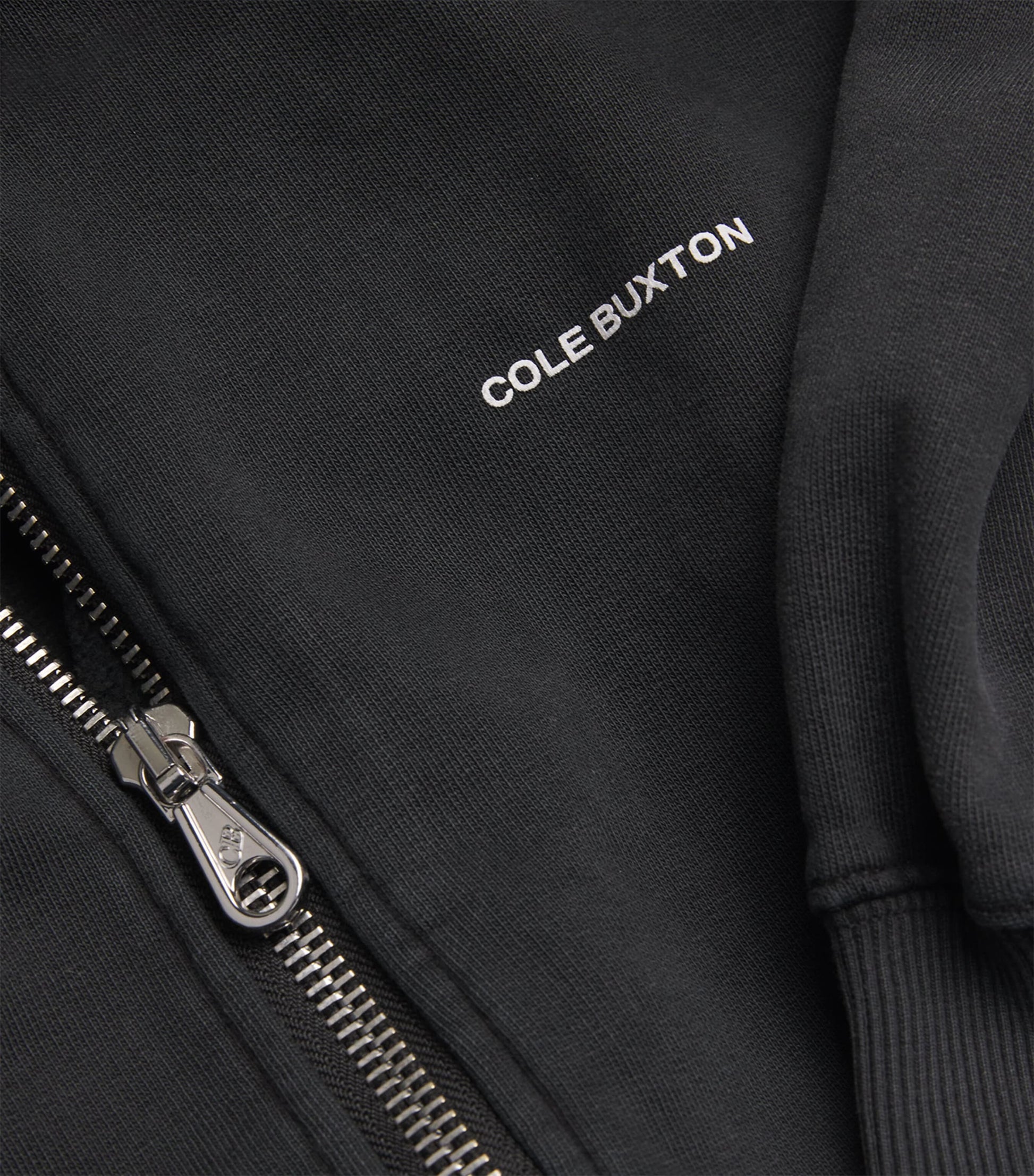 COLE BUXTON Black Cotton Mini Logo Zip-Up Hoodie