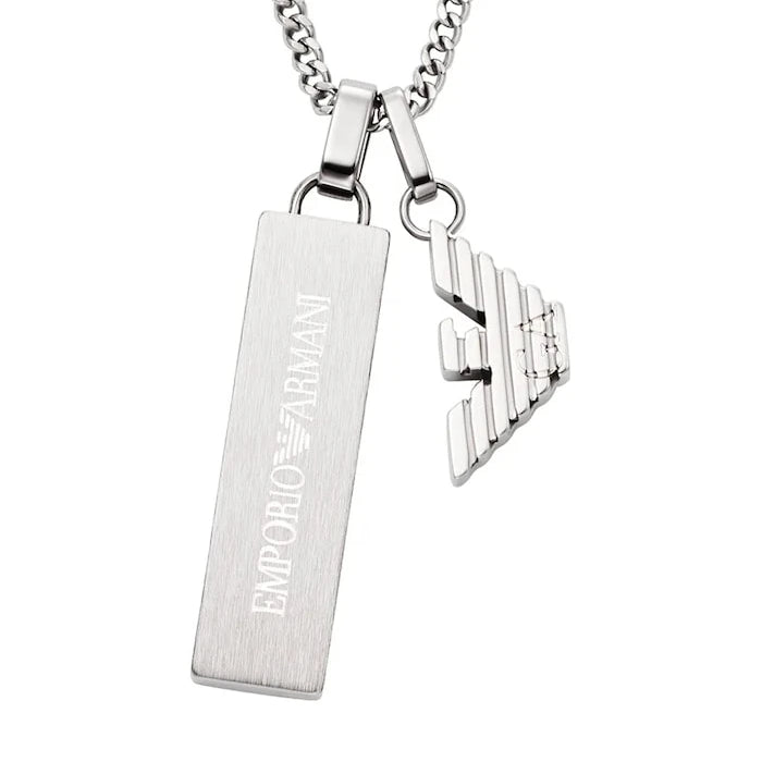 Emporio Armani erkek paslanmaz çelik Eagle Logo kolye ucu