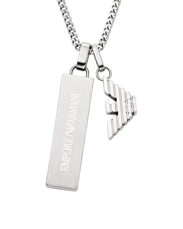 Emporio Armani erkek paslanmaz çelik Eagle Logo kolye ucu