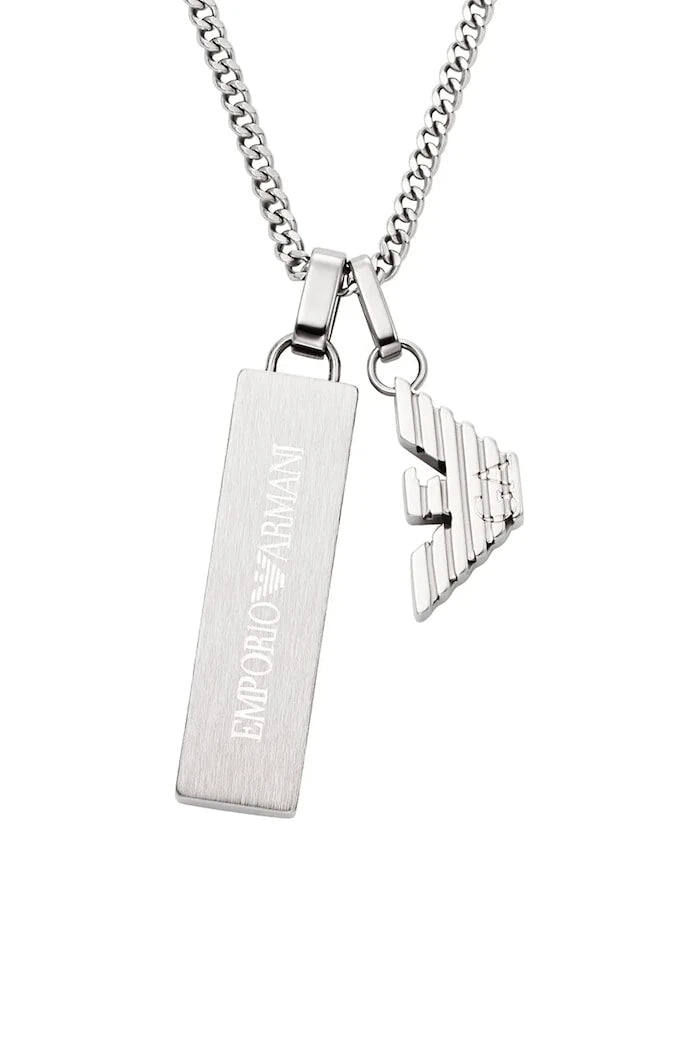 Emporio Armani erkek paslanmaz çelik Eagle Logo kolye ucu